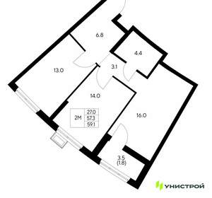 2-к квартира, вторичка, 59м2, 9/30 этаж