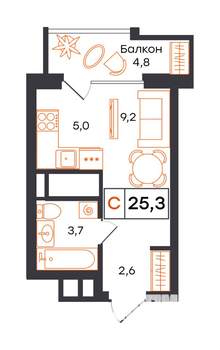 Студия квартира, вторичка, 25м2, 19/21 этаж
