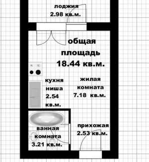 Студия квартира, вторичка, 18м2, 8/25 этаж