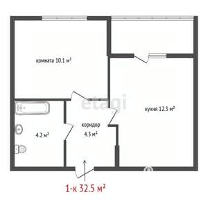 1-к квартира, вторичка, 33м2, 5/16 этаж