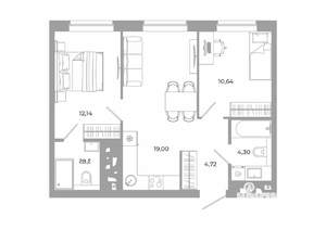 2-к квартира, вторичка, 55м2, 19/24 этаж