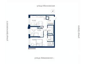 2-к квартира, вторичка, 59м2, 14/30 этаж