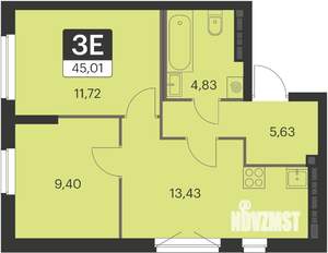 2-к квартира, вторичка, 45м2, 14/15 этаж