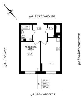 1-к квартира, строящийся дом, 38м2, 11/25 этаж