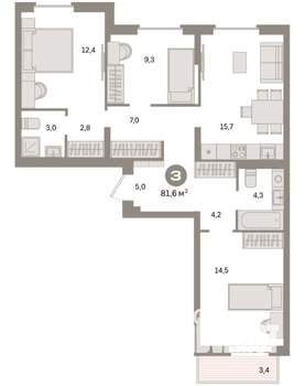 3-к квартира, вторичка, 82м2, 4/9 этаж