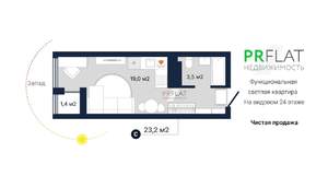 Студия квартира, вторичка, 23м2, 24/26 этаж