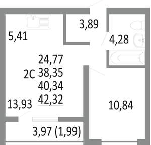 2-к квартира, вторичка, 40м2, 5/18 этаж
