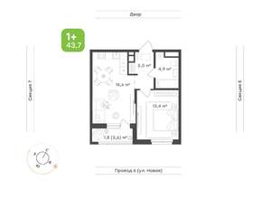 1-к квартира, вторичка, 44м2, 5/17 этаж