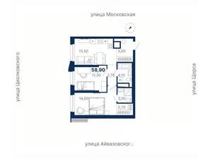 2-к квартира, вторичка, 59м2, 22/30 этаж
