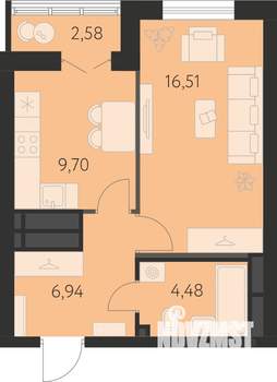 1-к квартира, вторичка, 40м2, 19/31 этаж