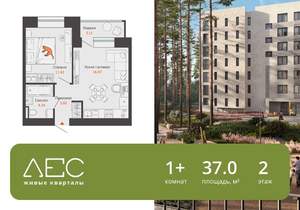 1-к квартира, вторичка, 37м2, 2/8 этаж