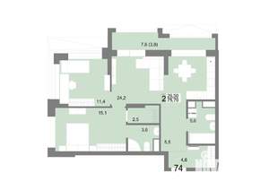 2-к квартира, вторичка, 76м2, 13/25 этаж