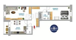 2-к квартира, вторичка, 60м2, 9/16 этаж