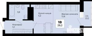 Студия квартира, строящийся дом, 29м2, 12/25 этаж