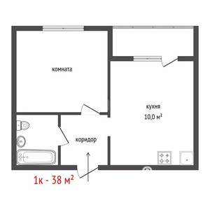 1-к квартира, вторичка, 38м2, 11/16 этаж