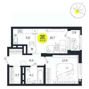 2-к квартира, вторичка, 44м2, 22/27 этаж
