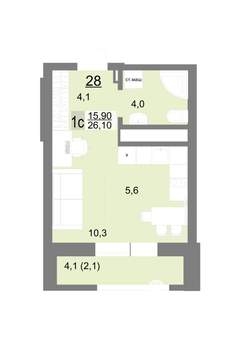 Студия квартира, вторичка, 26м2, 5/26 этаж