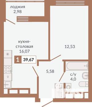 1-к квартира, вторичка, 40м2, 22/31 этаж