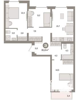 3-к квартира, вторичка, 82м2, 3/9 этаж
