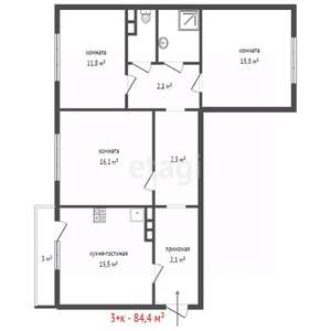 3-к квартира, вторичка, 85м2, 15/22 этаж