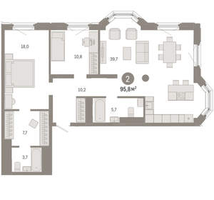 2-к квартира, вторичка, 96м2, 8/24 этаж
