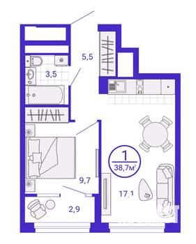 1-к квартира, вторичка, 37м2, 13/28 этаж