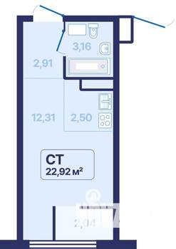 Студия квартира, вторичка, 23м2, 19/27 этаж