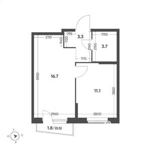 1-к квартира, вторичка, 35м2, 8/15 этаж