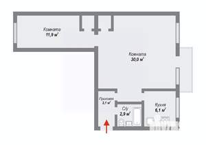 2-к квартира, вторичка, 56м2, 5/5 этаж