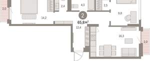 2-к квартира, вторичка, 66м2, 2/9 этаж