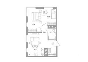 2-к квартира, вторичка, 51м2, 17/24 этаж