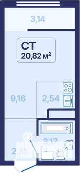 Студия квартира, вторичка, 21м2, 17/27 этаж
