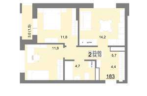 2-к квартира, вторичка, 54м2, 22/26 этаж