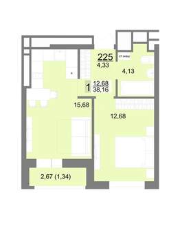 1-к квартира, вторичка, 38м2, 22/22 этаж