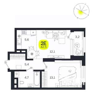 2-к квартира, вторичка, 43м2, 3/27 этаж