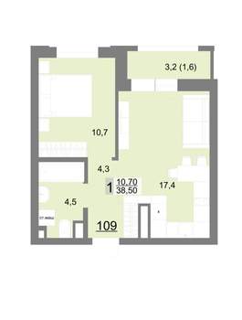 1-к квартира, вторичка, 39м2, 14/26 этаж