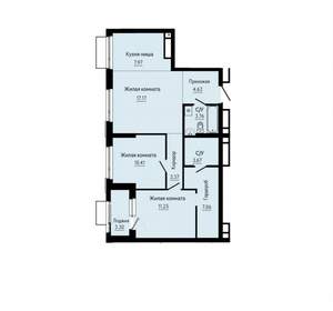 3-к квартира, вторичка, 71м2, 23/31 этаж