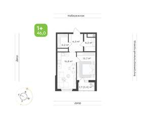 1-к квартира, вторичка, 46м2, 9/24 этаж