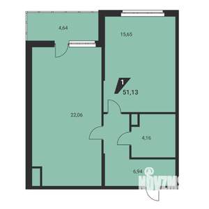 1-к квартира, вторичка, 51м2, 16/25 этаж