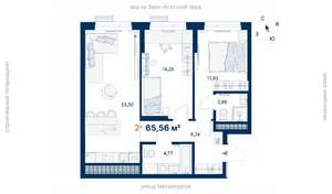 2-к квартира, вторичка, 66м2, 28/31 этаж