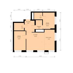 2-к квартира, строящийся дом, 67м2, 22/30 этаж