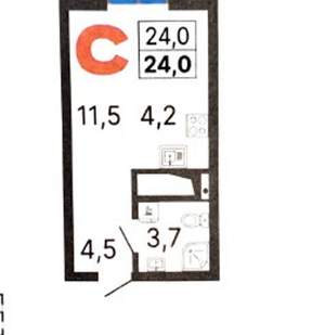 Студия квартира, вторичка, 24м2, 12/15 этаж