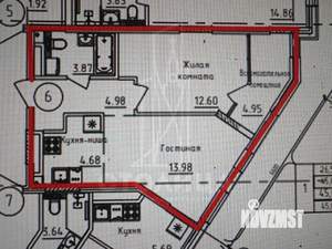 1-к квартира, сданный дом, 45м2, 2/8 этаж