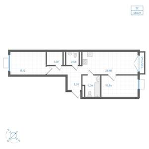 2-к квартира, вторичка, 58м2, 2/4 этаж