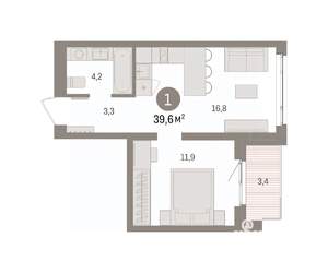 1-к квартира, вторичка, 40м2, 3/8 этаж