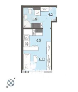 Студия квартира, вторичка, 25м2, 16/24 этаж