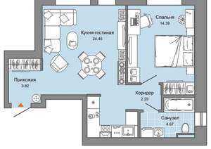 1-к квартира, вторичка, 50м2, 2/8 этаж
