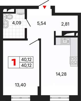 1-к квартира, вторичка, 40м2, 6/25 этаж