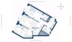 2-к квартира, вторичка, 67м2, 29/31 этаж