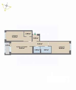 2-к квартира, вторичка, 71м2, 3/9 этаж